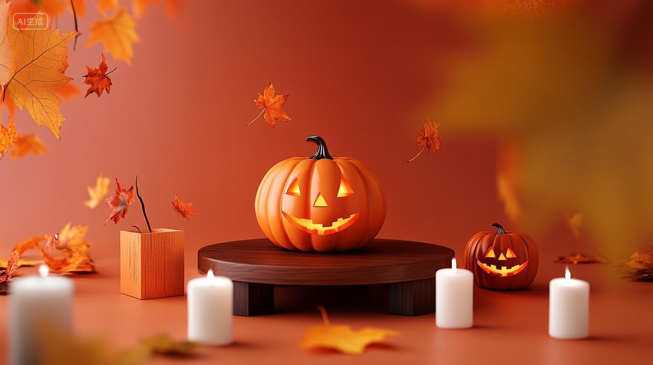 万圣节简约展台海报背景