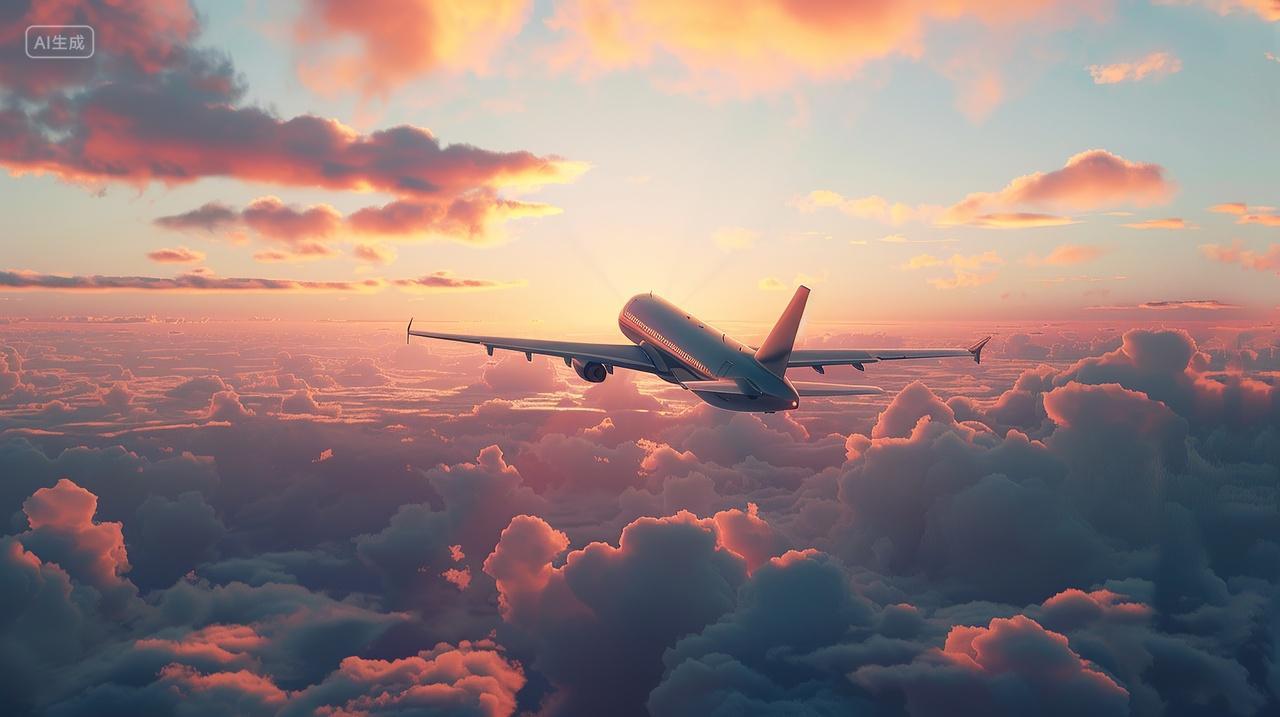 飞机天空航空夕阳