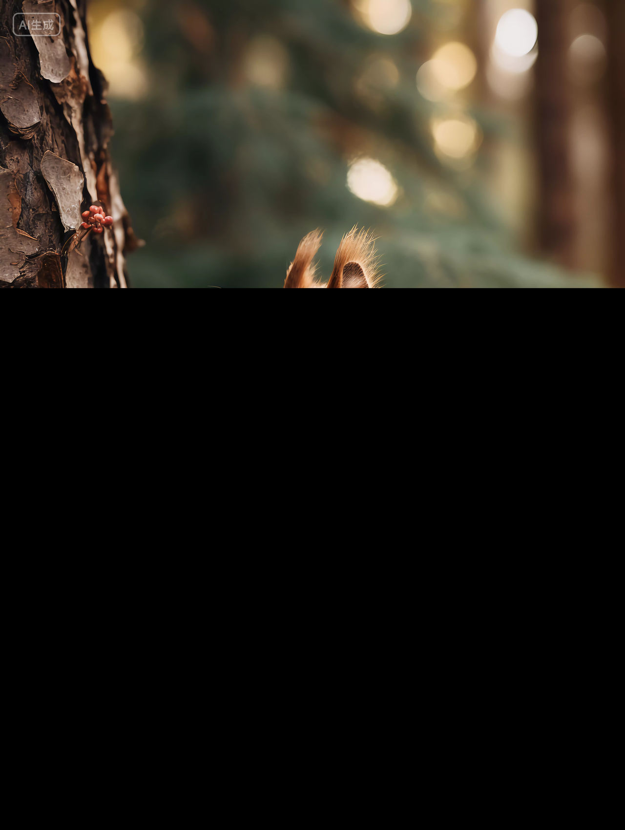 大自然野生动物森林里可爱的小松鼠吃松果