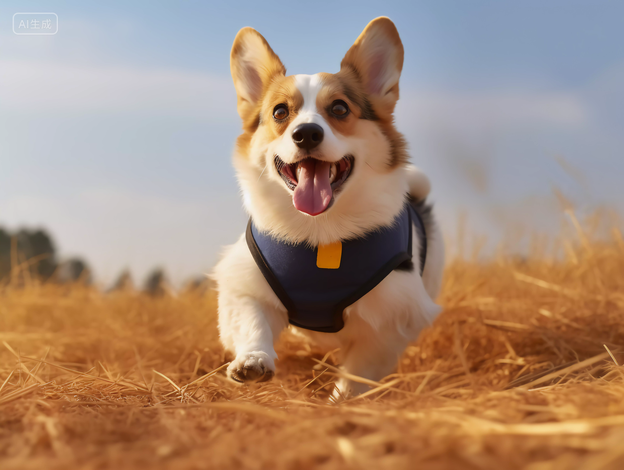 宠物驯养动物萌宠快乐的柯基小狗