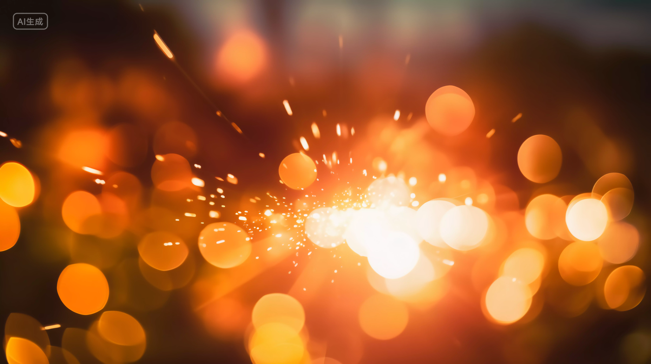 烟花焰火形成的美丽光斑绚丽烟花五颜六色焰火新年庆祝喜庆国庆