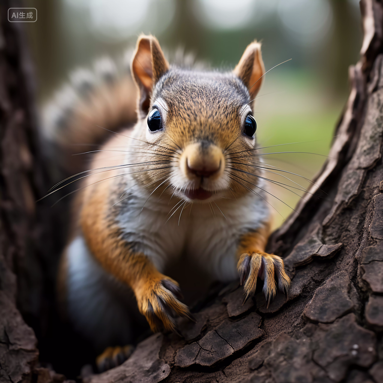 大自然野生动物森林里可爱的小松鼠吃松果