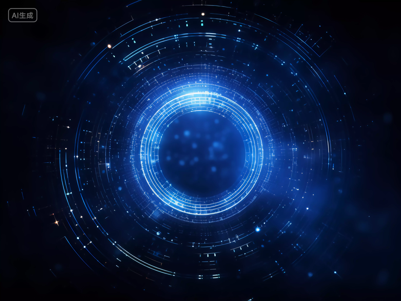 蓝色科技感粒子圆环圆环科技背景图