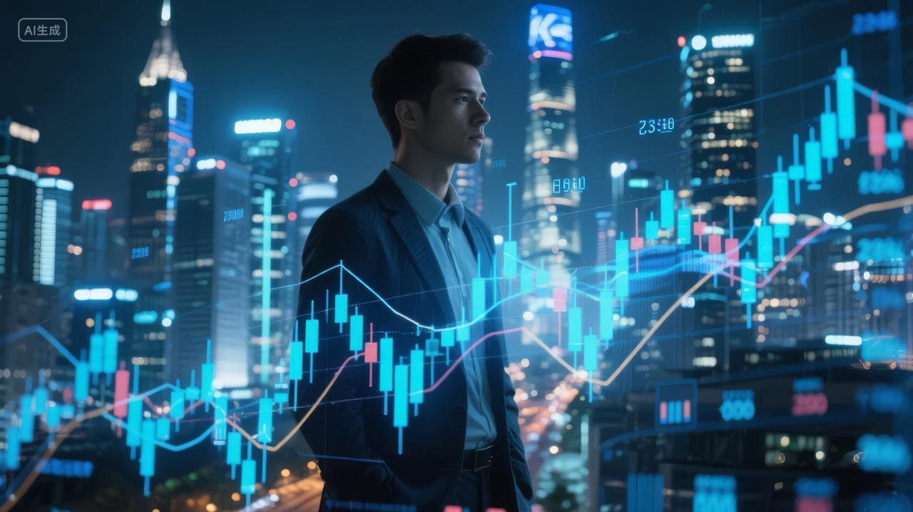 金融科技股市数据分析师城市经济背景图