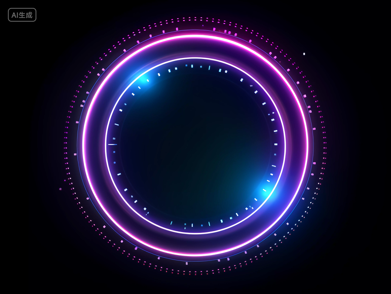 霓虹灯科技圆环渐变色赛博朋克商务科技背景