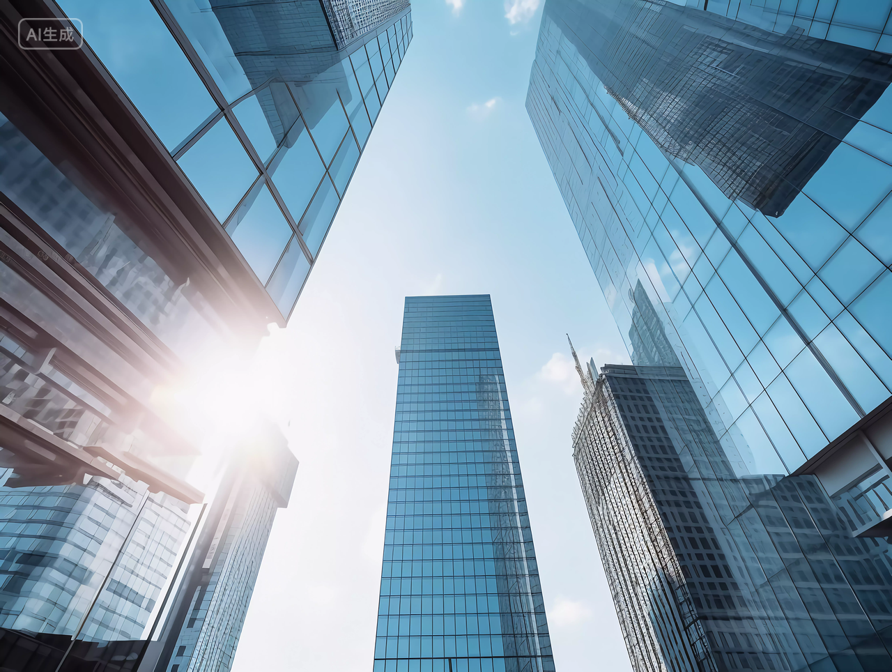 蓝天下的CBD城市写字楼房子仰视图房子高楼大厦房屋居住房地产摩天大楼都市风景