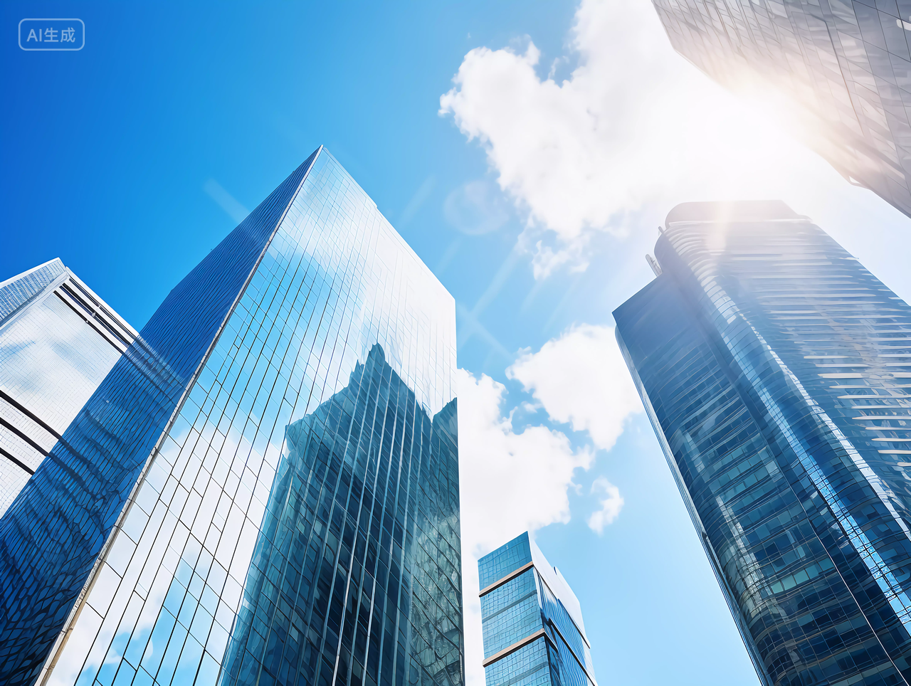 城市建筑高楼大厦蓝天下的CBD城市写字楼房子仰视图房子高楼大厦房屋居住房地产摩天大楼都市