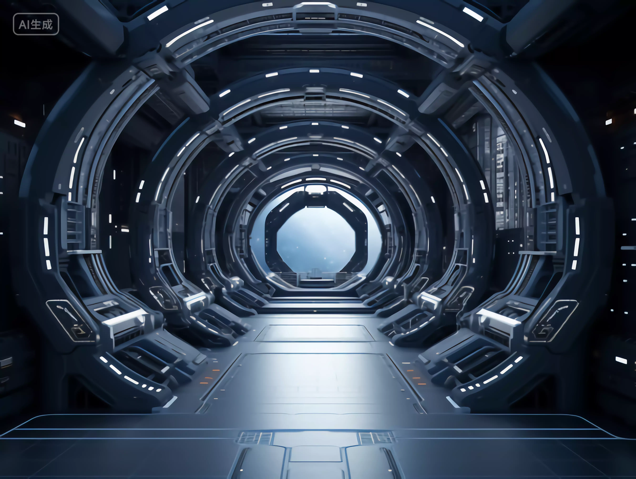 宏伟的未来科幻概念CG太空站空间站场景