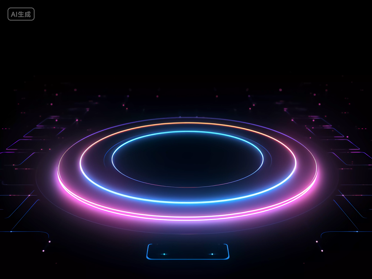 霓虹灯科技圆环渐变色赛博朋克商务科技背景
