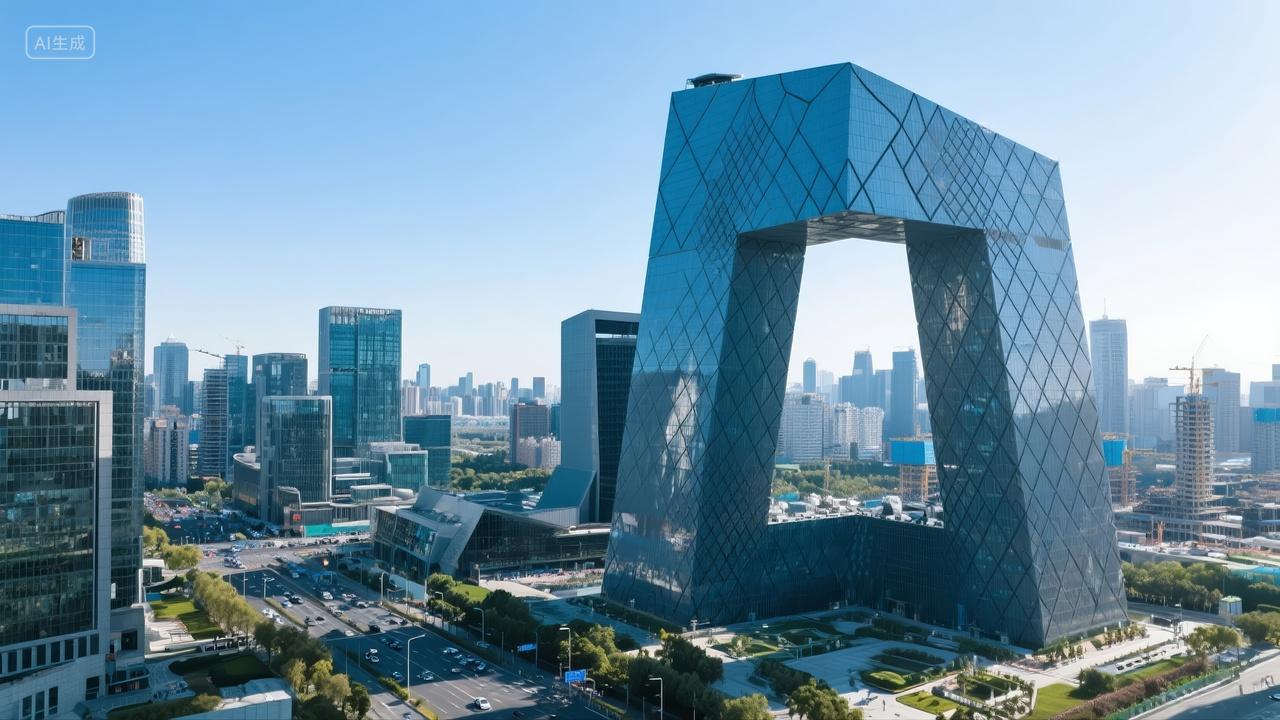 国庆节CBD央视大楼商务金融区背景