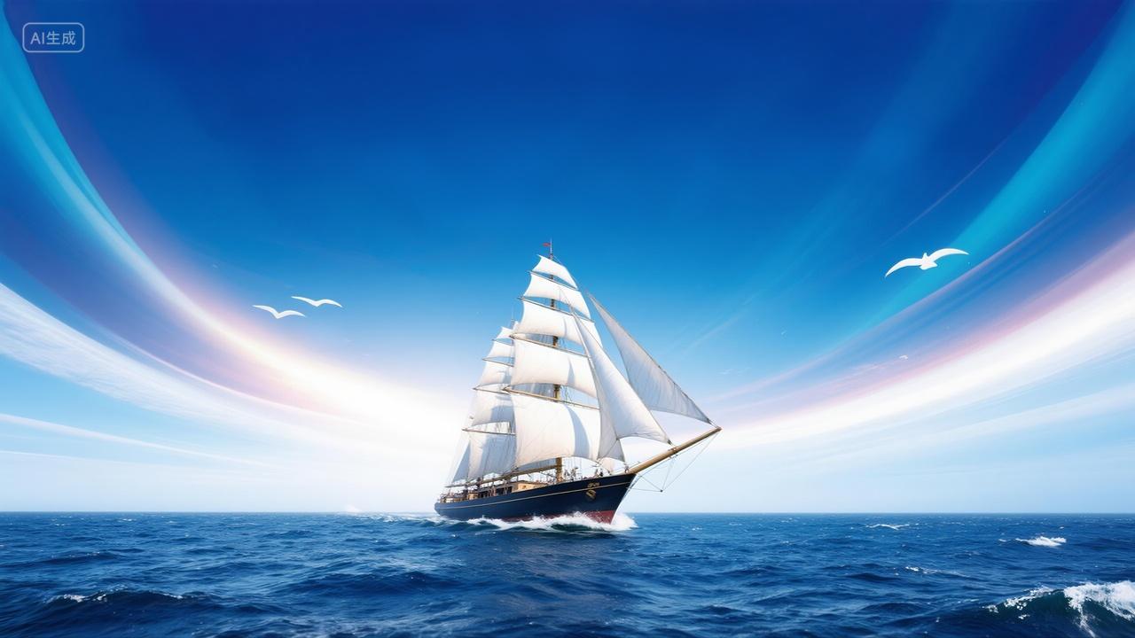 大海扬帆起航企业精神公司年会背景