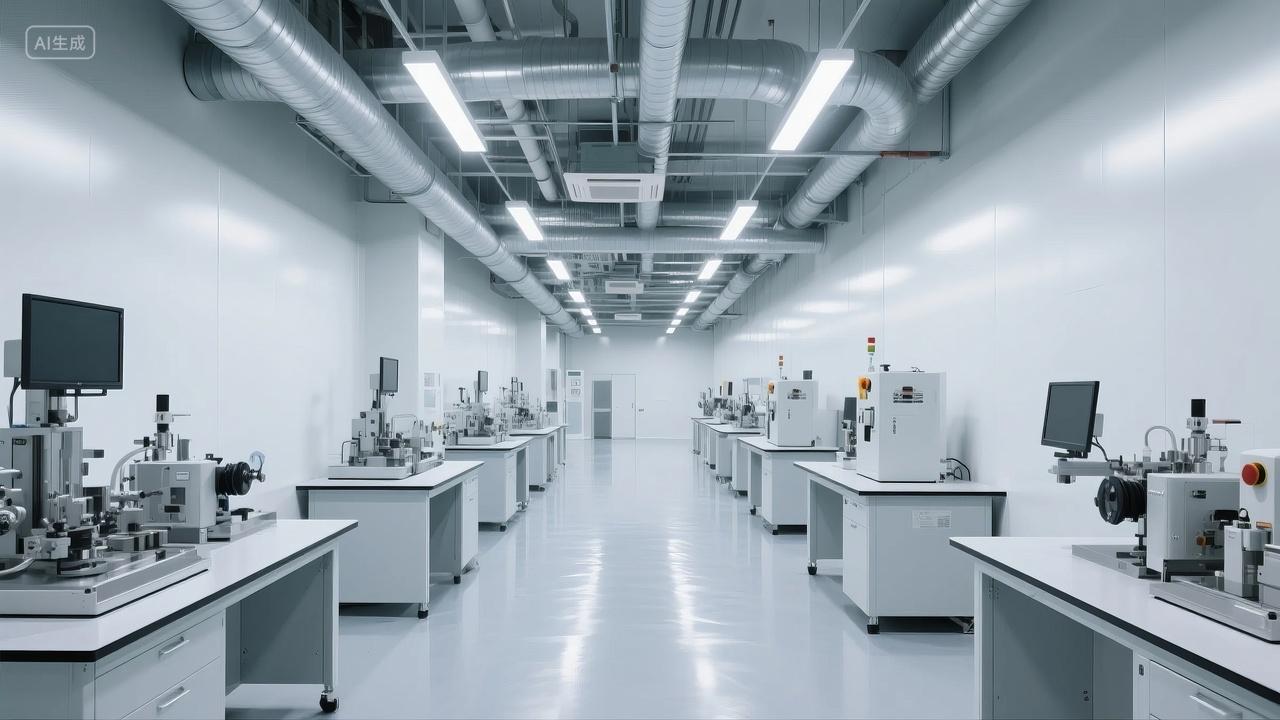 科技实验室无尘车间精密制造科研背景图