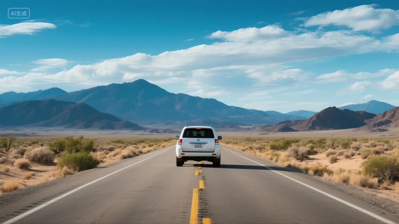 夏季公路自驾游旅行探索沙漠风光背景图