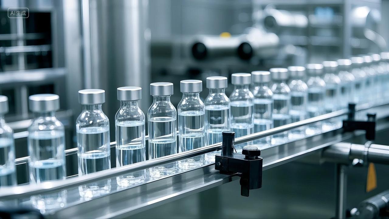 医药疫苗生产线药品研发制造科技背景图
