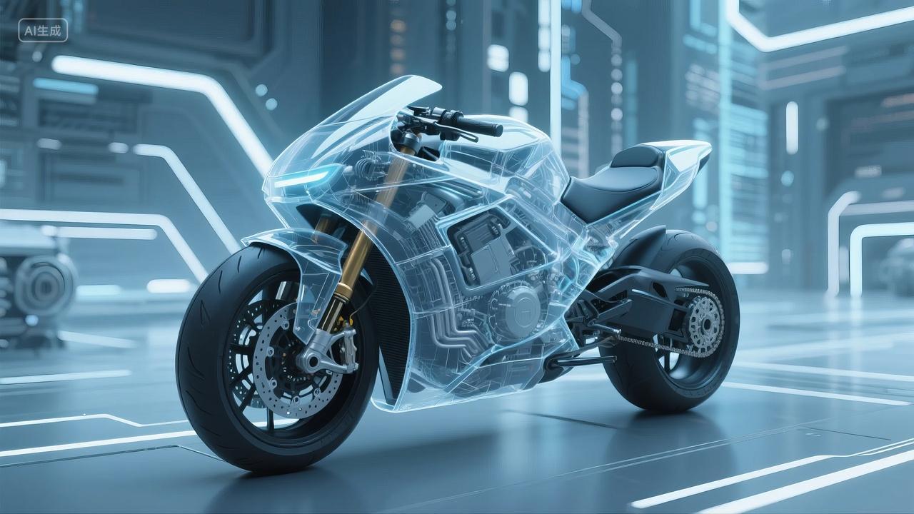 科技新品发布会摩托车未来感设计背景图