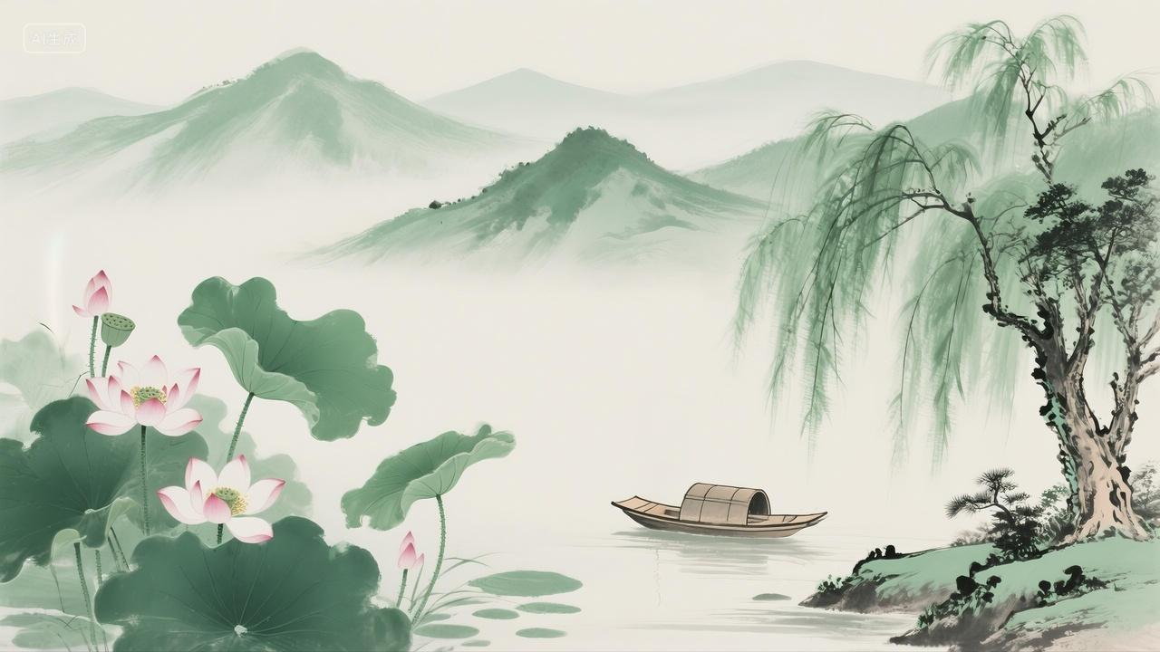 绿色山水画