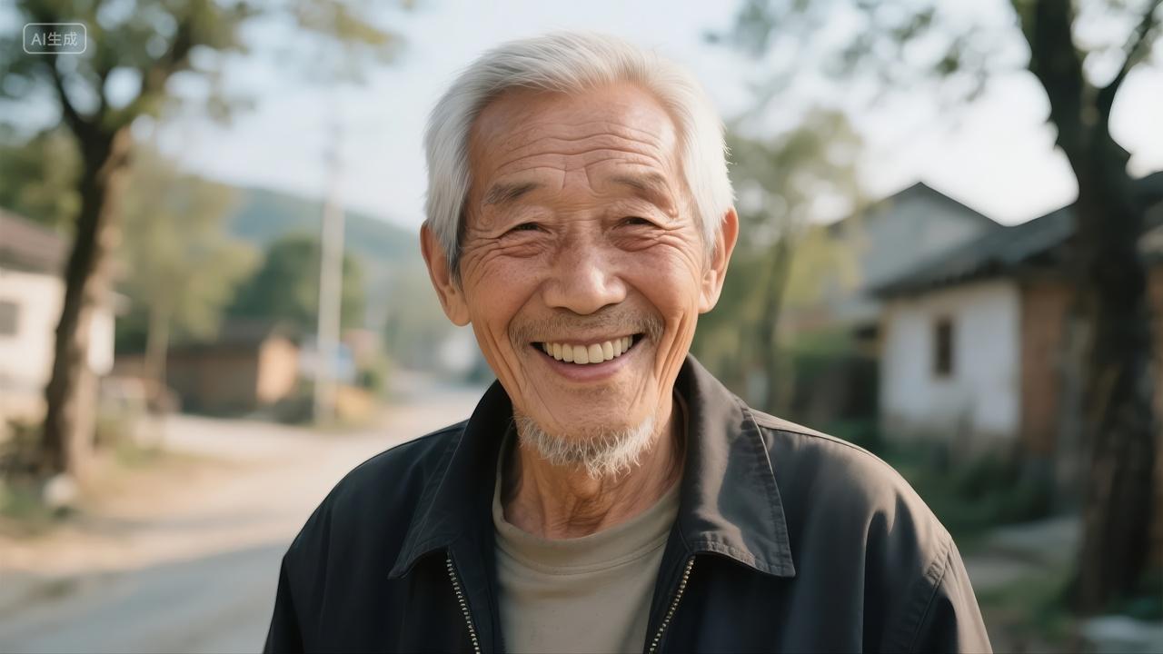 父亲节重阳节老人微笑幸福生活肖像背景