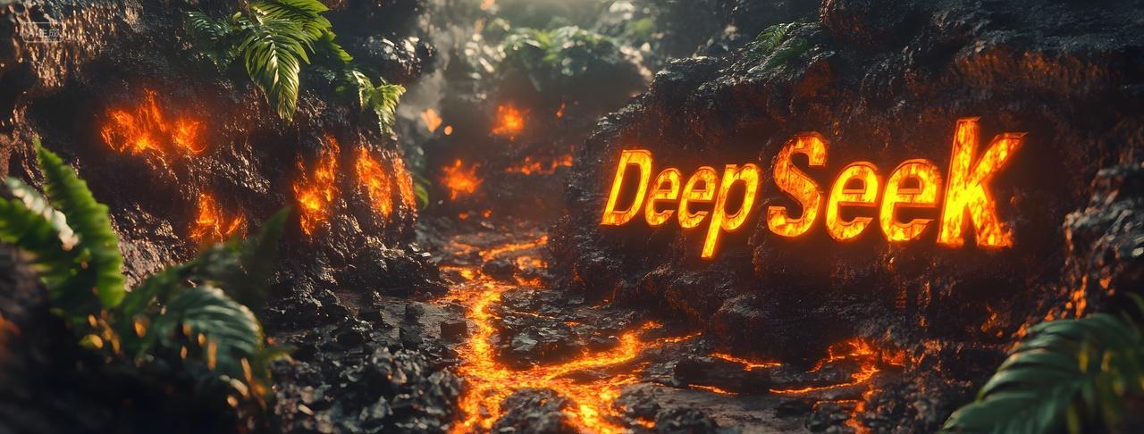 DeepSeek在熔岩与绿植交织的神秘环境中闪耀