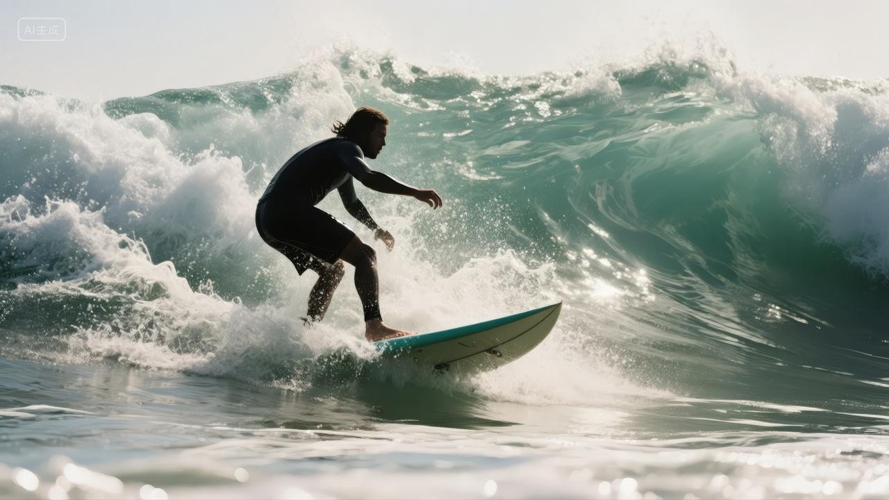 夏至节气冲浪运动极限挑战海浪生活背景