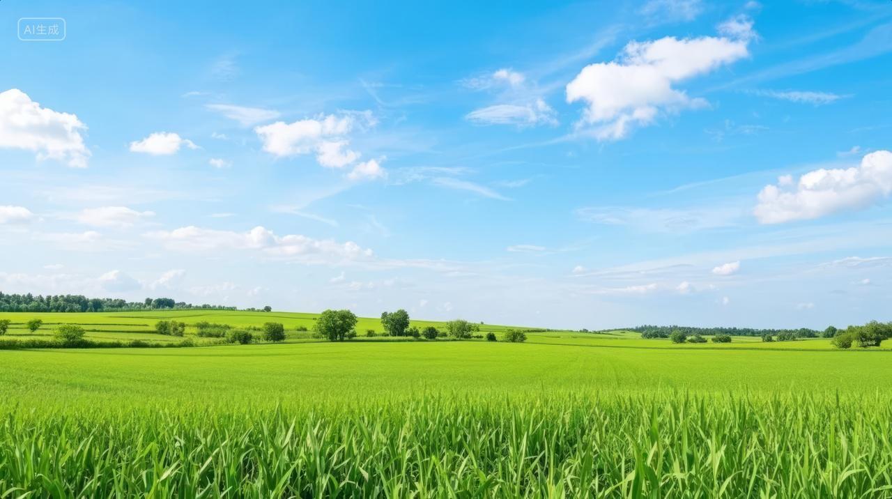 芒种夏至节气麦田蓝天白云田园农业丰收背景