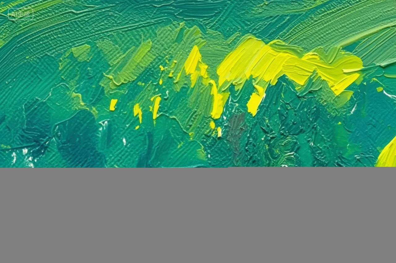 抽象油画绿色黄色肌理艺术背景墙画图