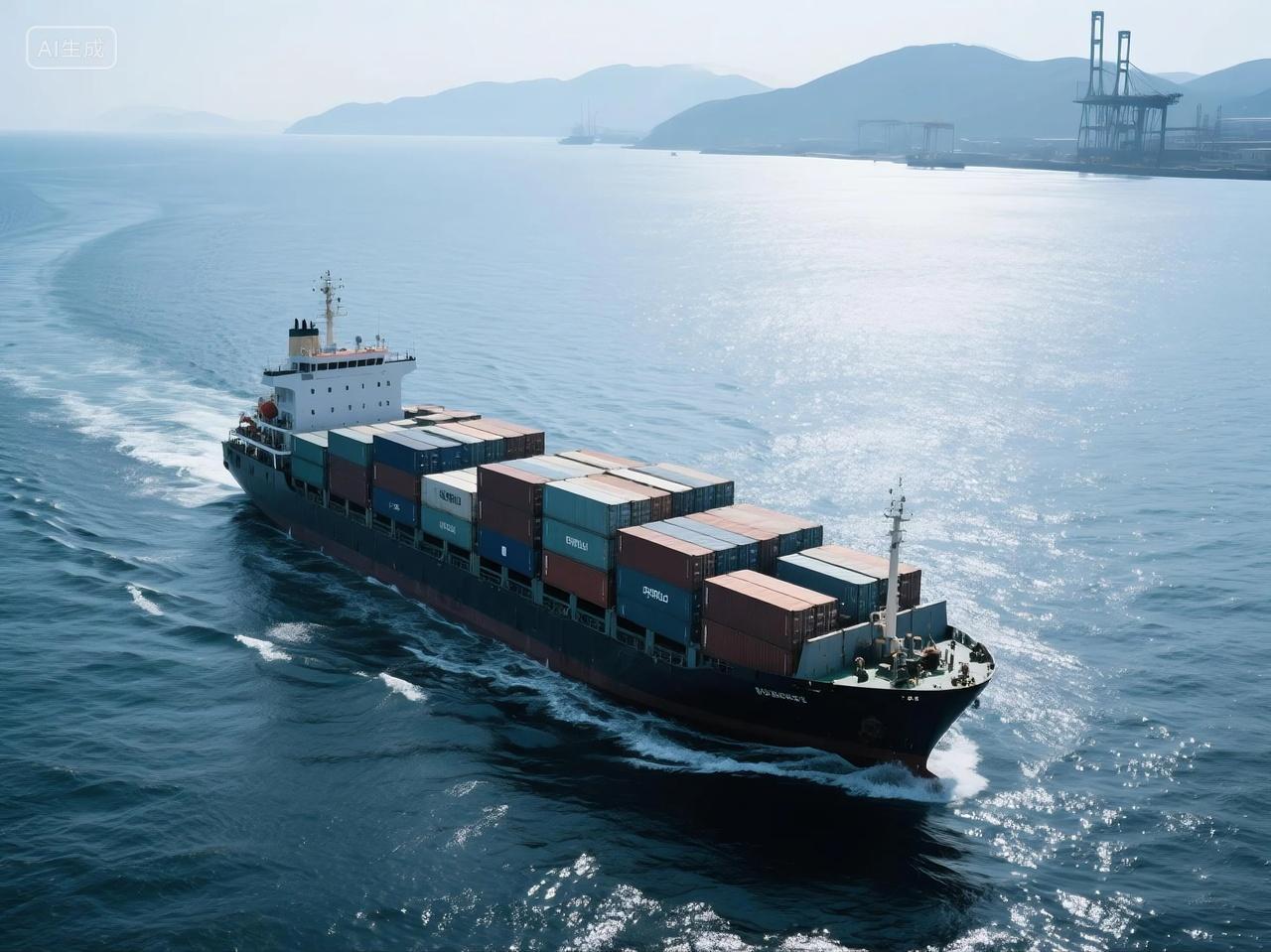 海运船舶运输航线摄影图