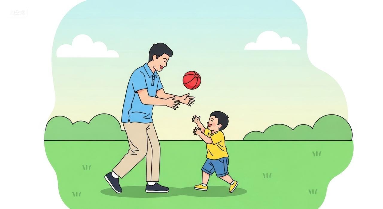 在公园玩耍的父子