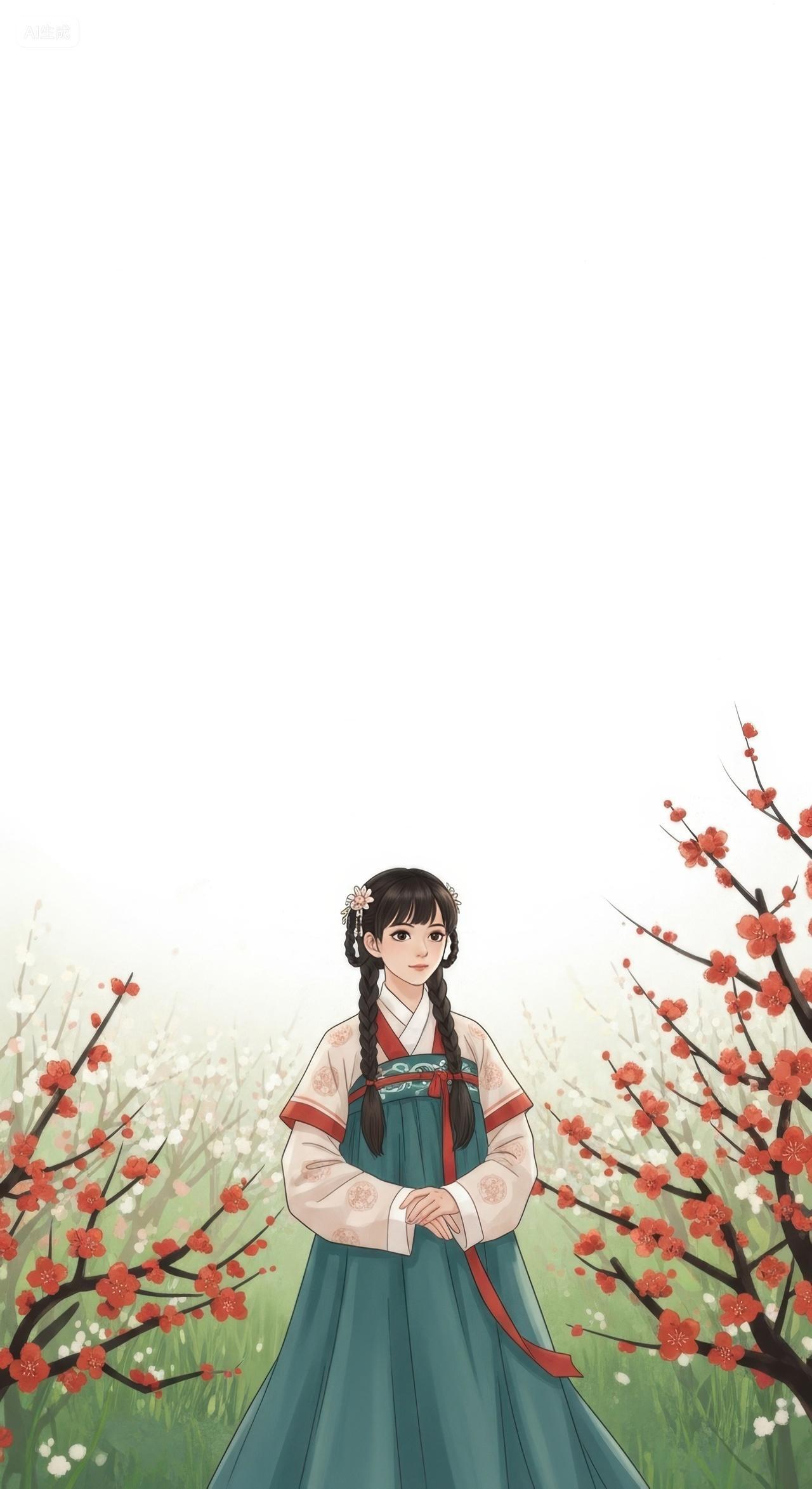 梅花树下的古风少女