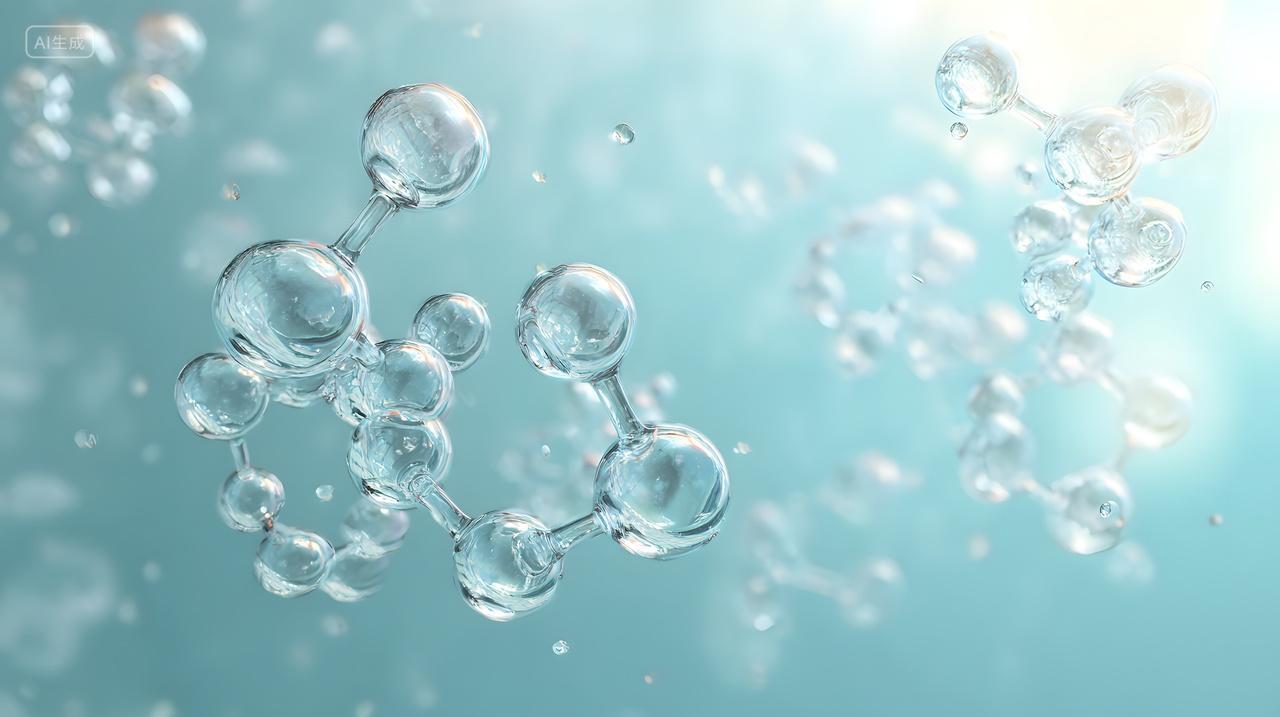 清新背景下水分子结构科技概念图