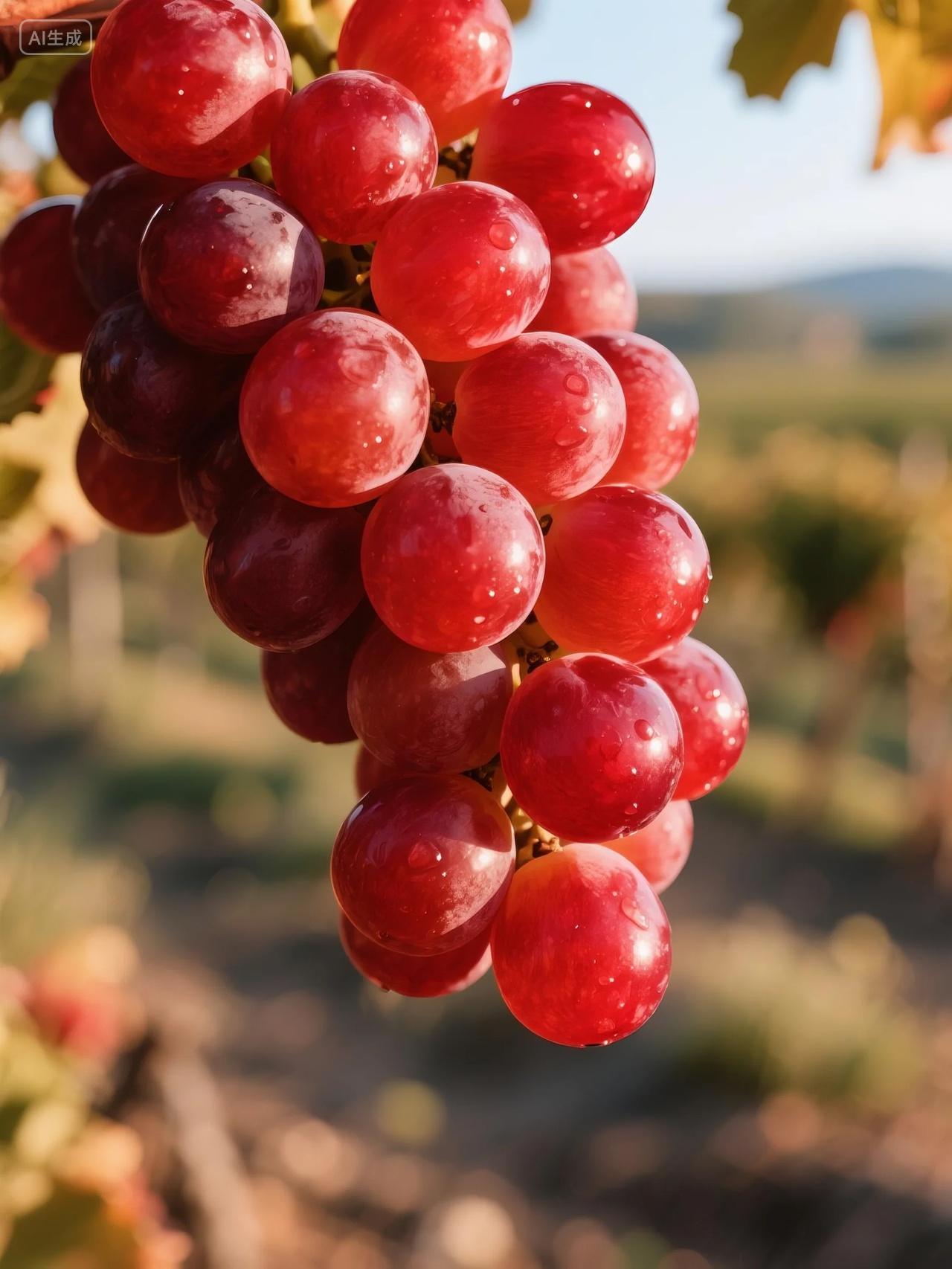 红提葡萄园水果摄影图