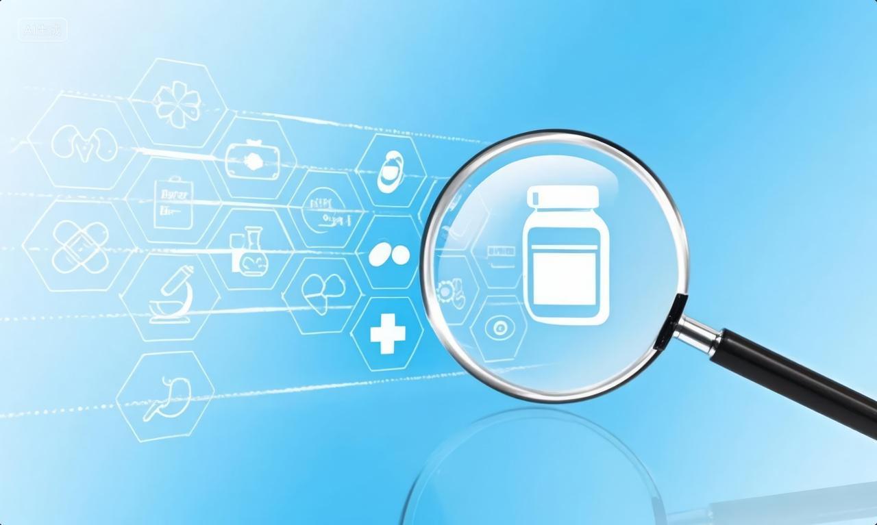 医药研发放大镜胶囊医疗科技创新背景图