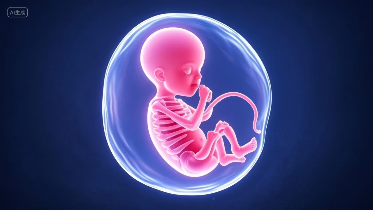 胎儿发育子宫孕期母婴健康医疗插画背景