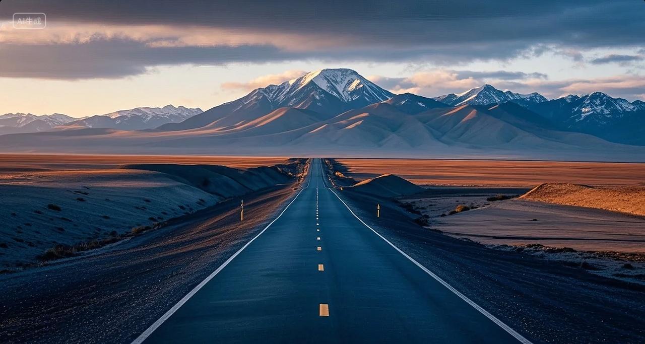 公路雪山高原旷野旅行探索冒险人生之路背景