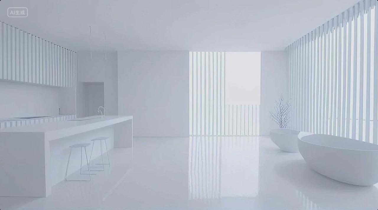 现代简约白色浴室浴缸室内设计家居背景