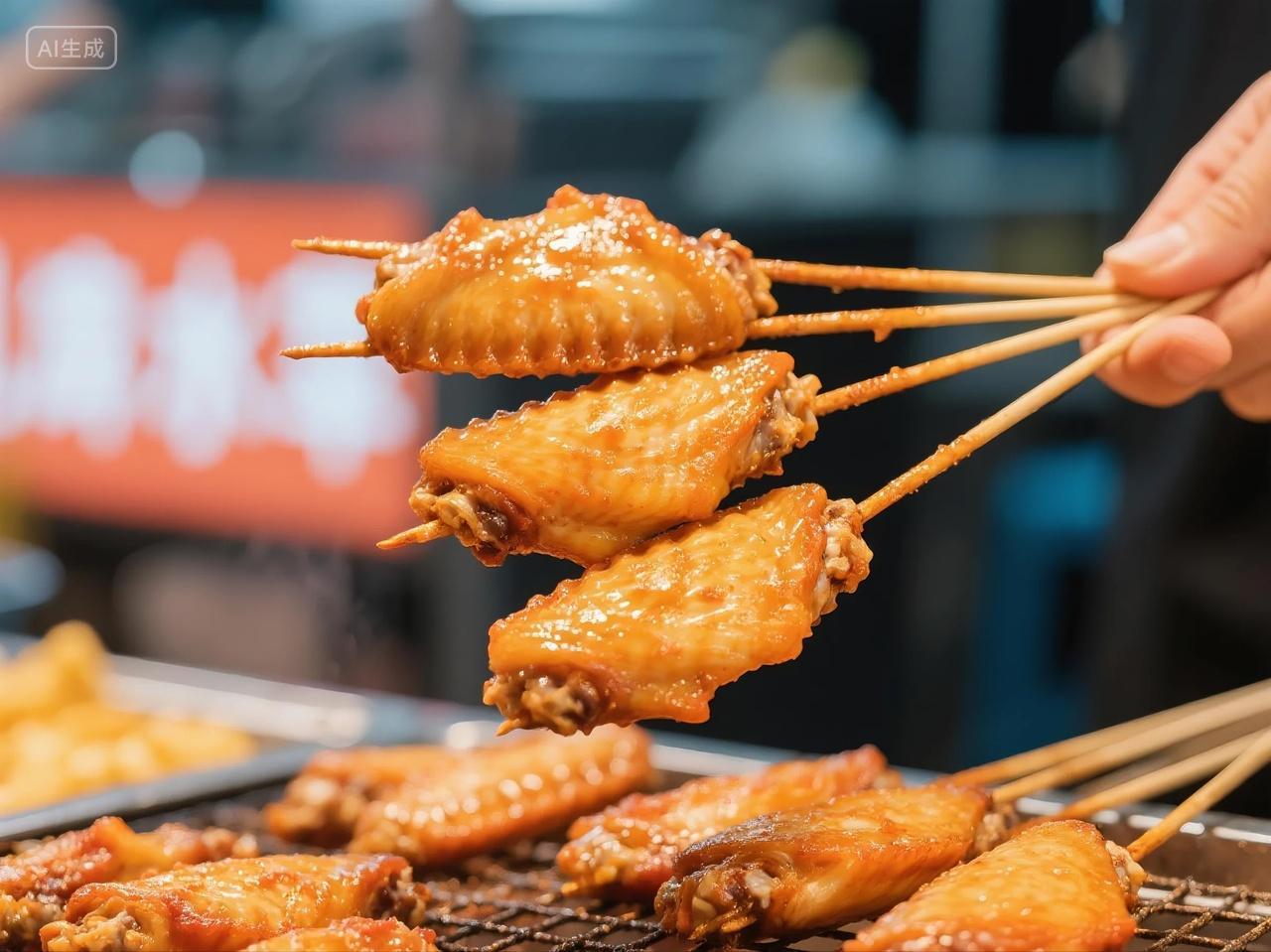 夜市人间烟火气烧烤鸡翅图片
