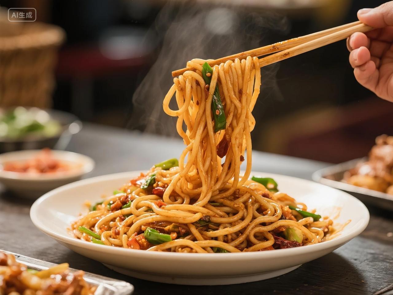 香辣炒米粉美食图片