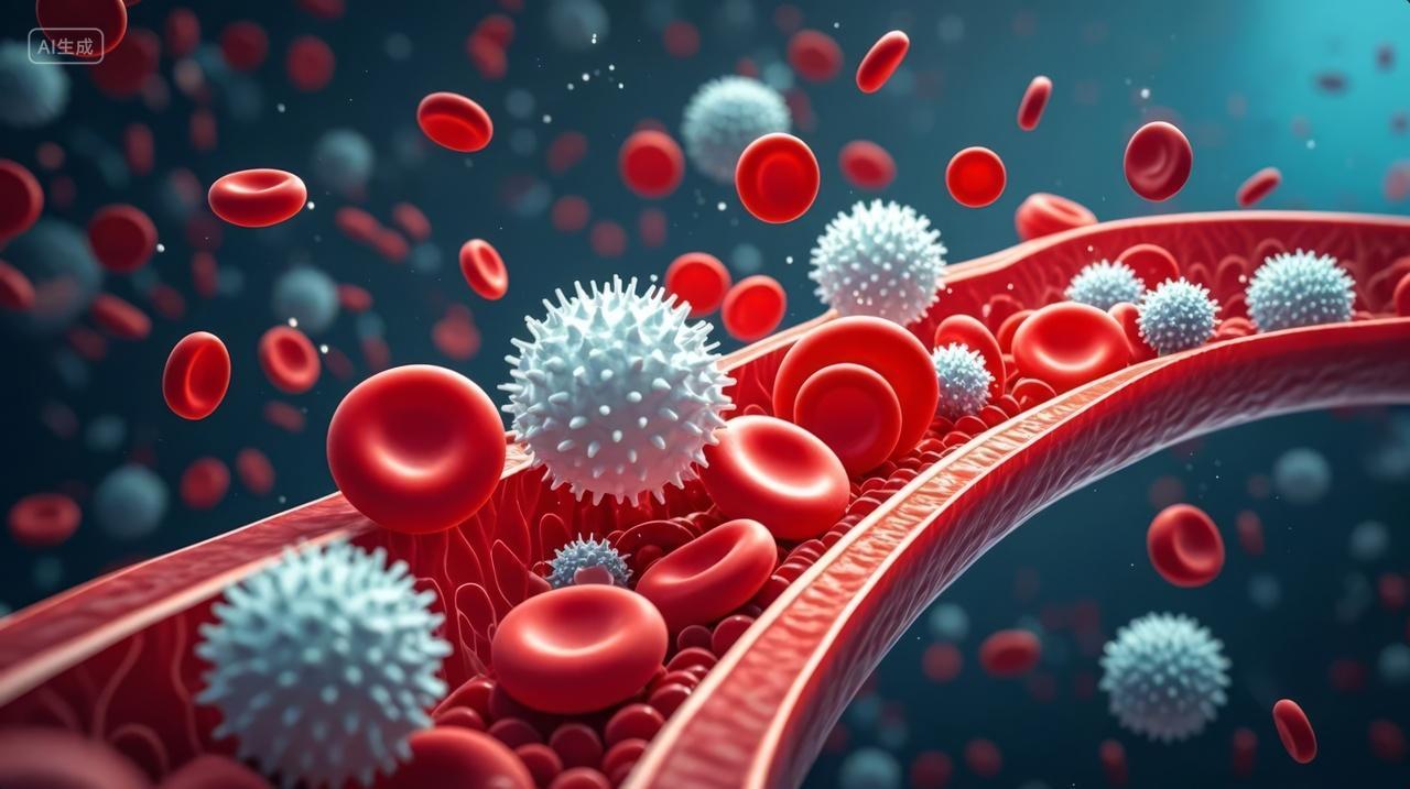 医疗健康白细胞红细胞微观科学背景图