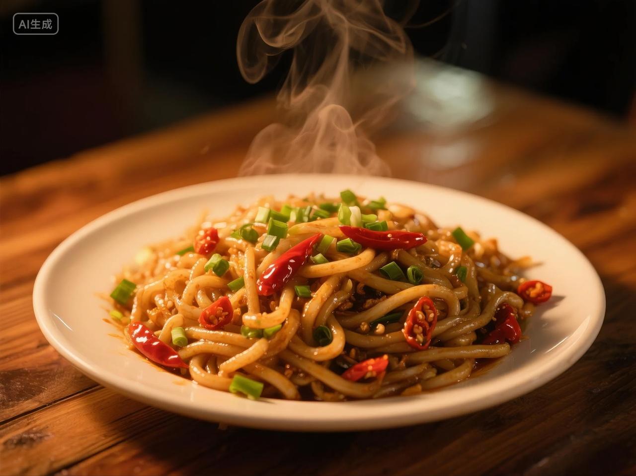 香辣炒米粉美食摄影图