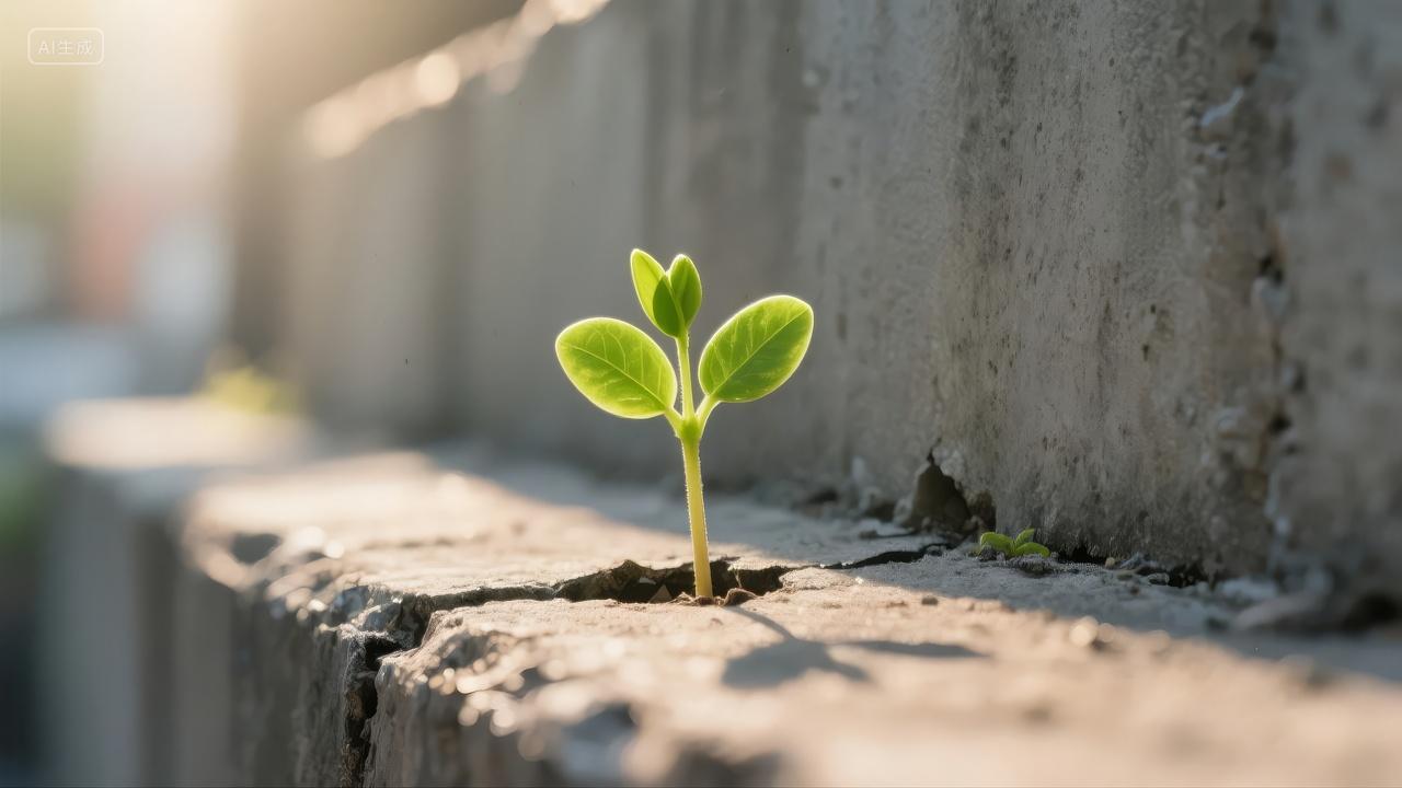 春分节气幼苗破土而出希望生命力背景图