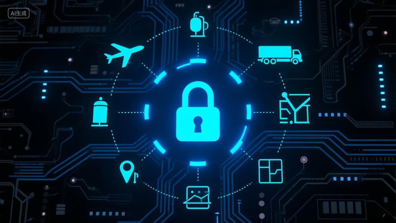 网络安全科技数据保护信息加密商务背景图