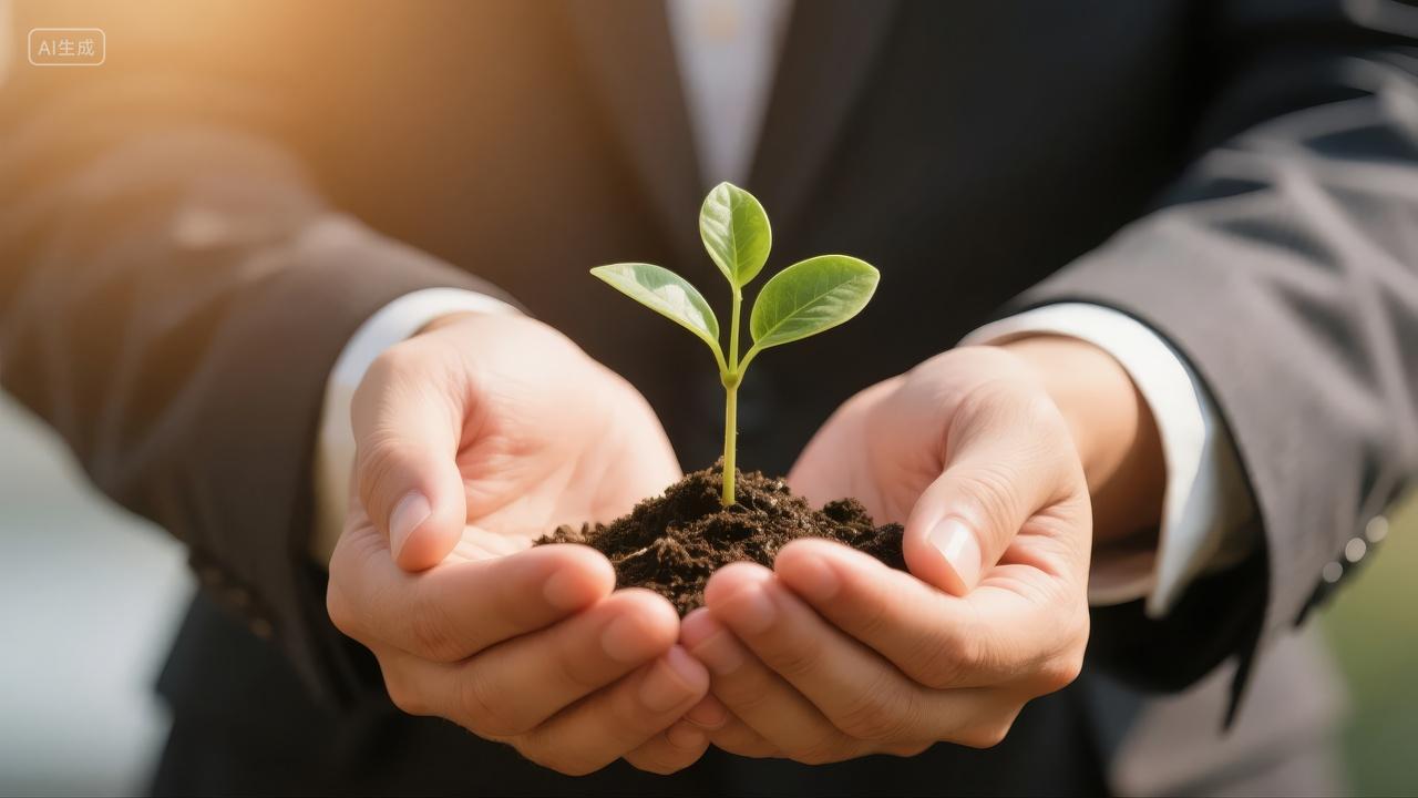 植树节手捧幼苗呵护生命环保公益背景图