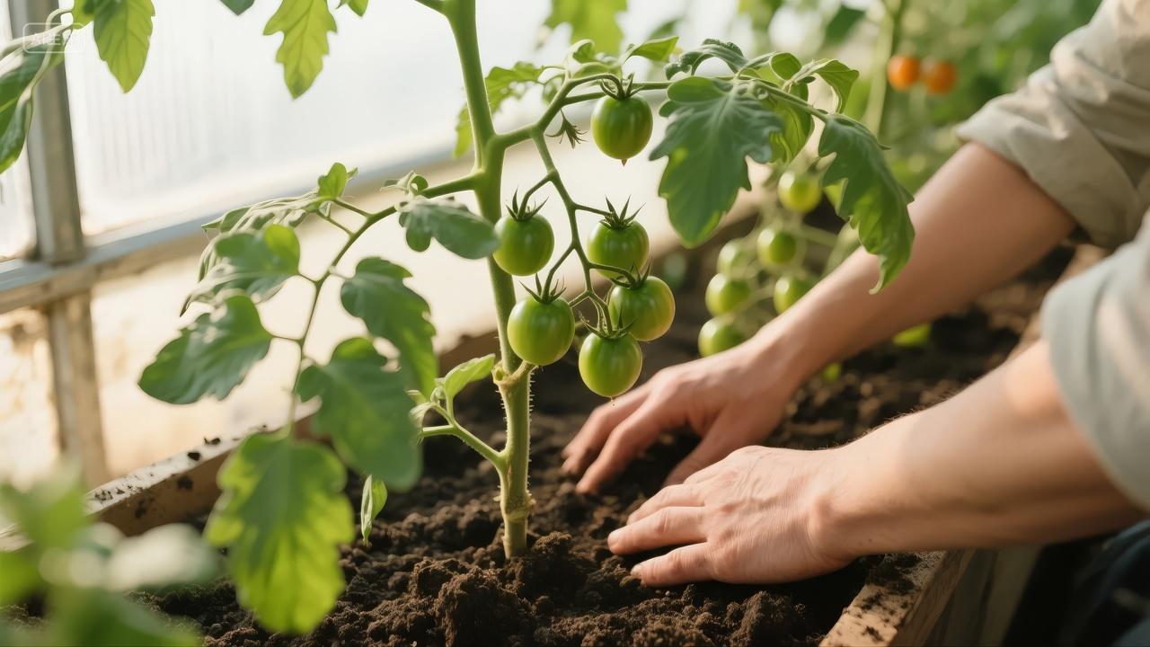 植树节手植番茄幼苗园艺农业环保生活背景
