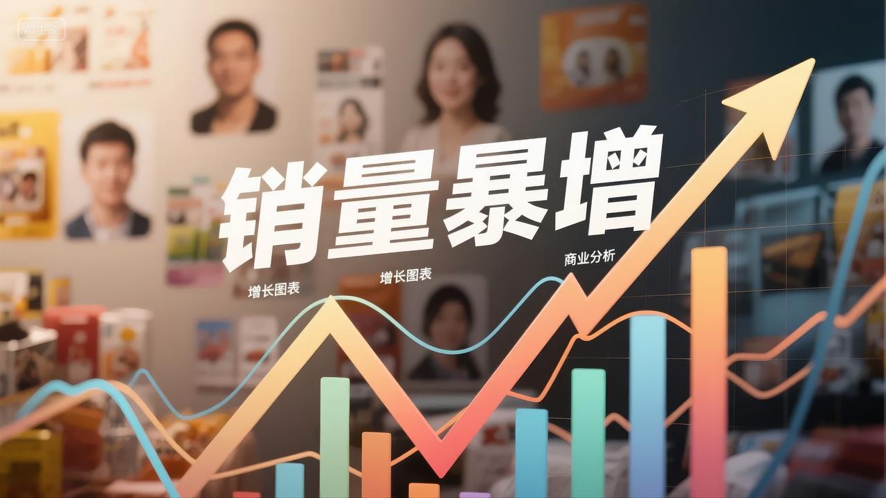 电商销量暴增数据分析图表PPT商务背景