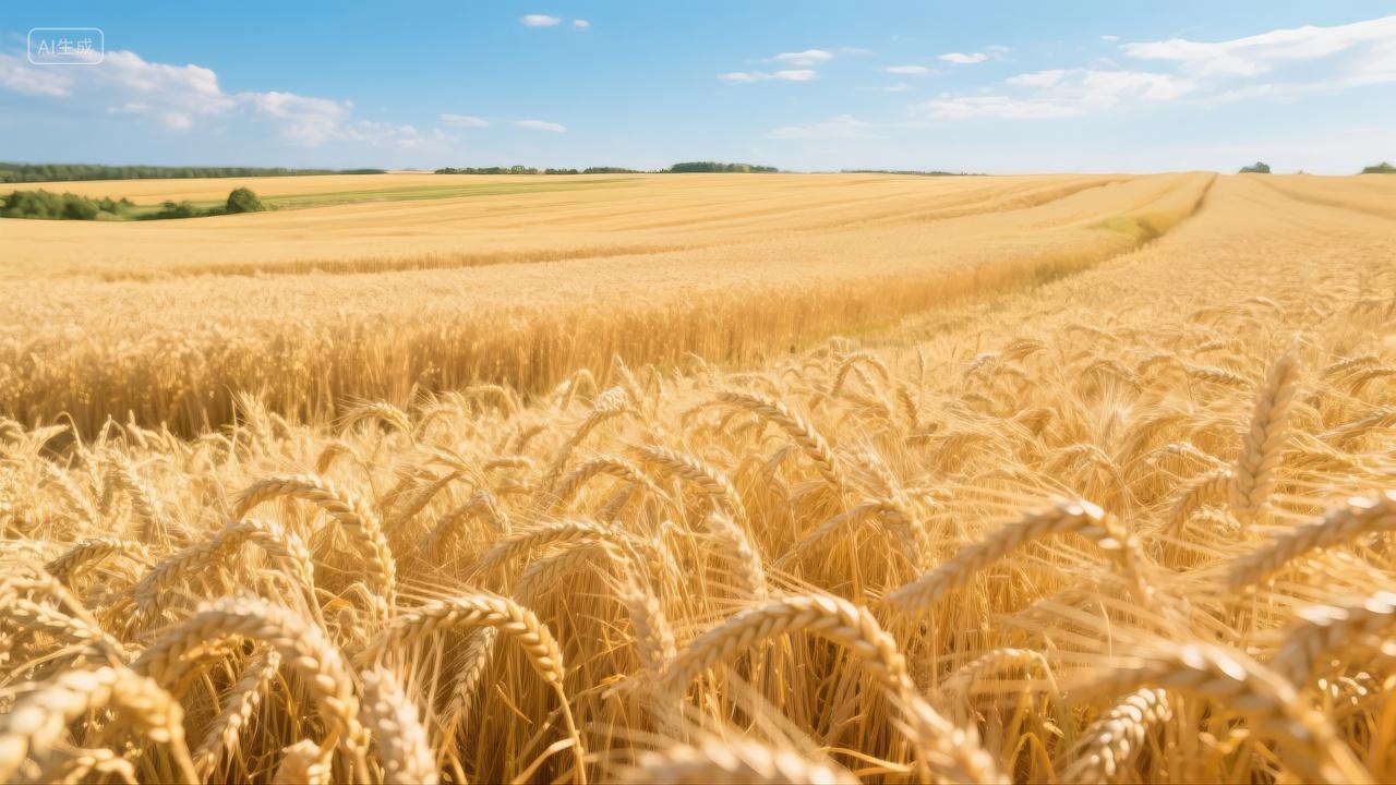 秋分节气世界粮食日金色麦田丰收农业背景