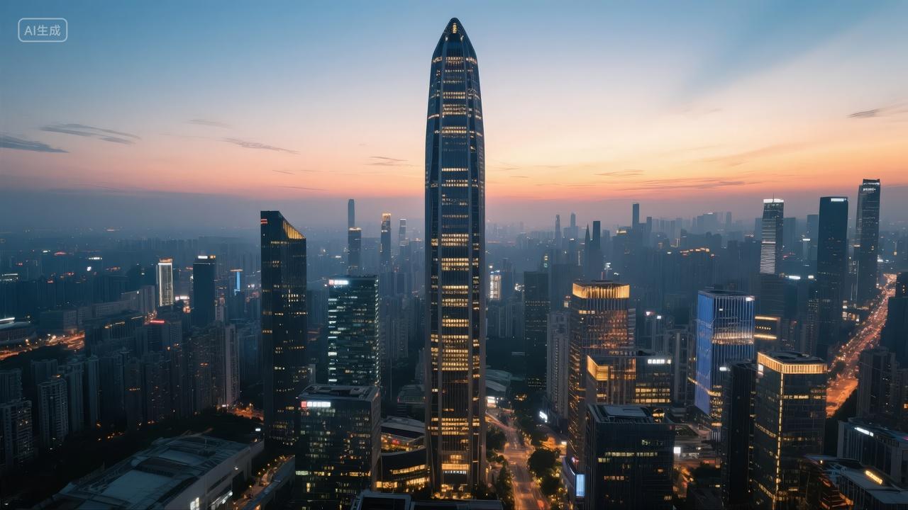深圳平安金融中心城市天际线繁华夜景背景