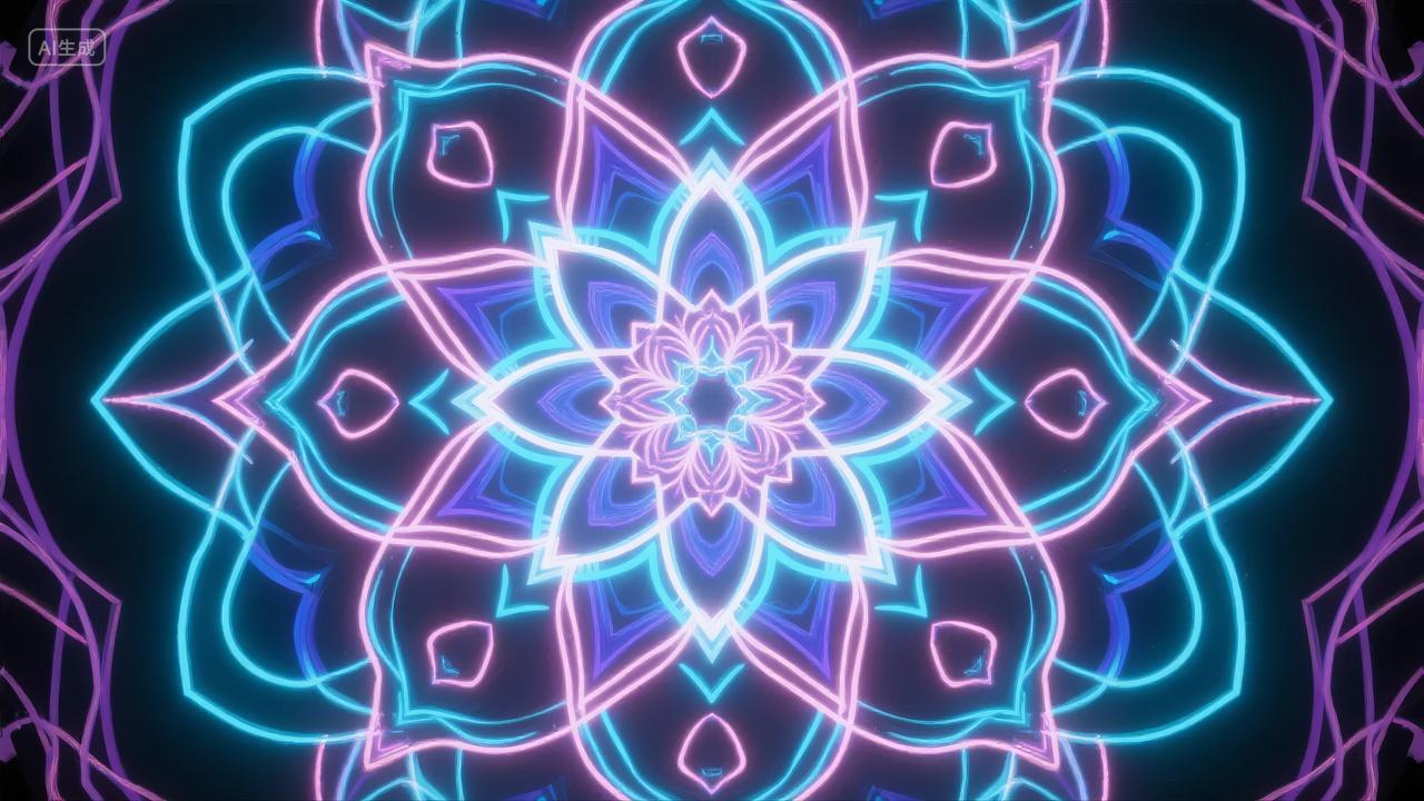 霓虹灯曼陀罗花纹派对夜店动感背景图
