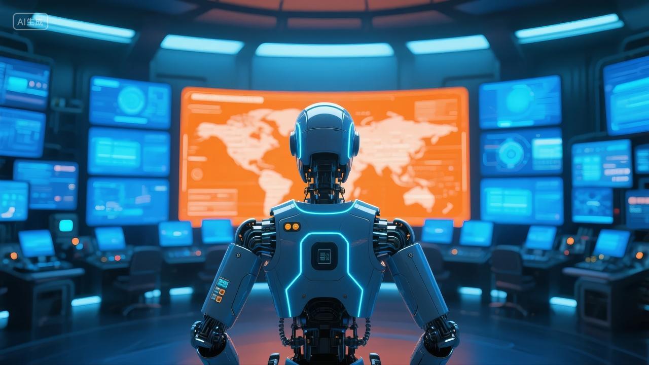 人工智能AI机器人未来科技数据中心背景图