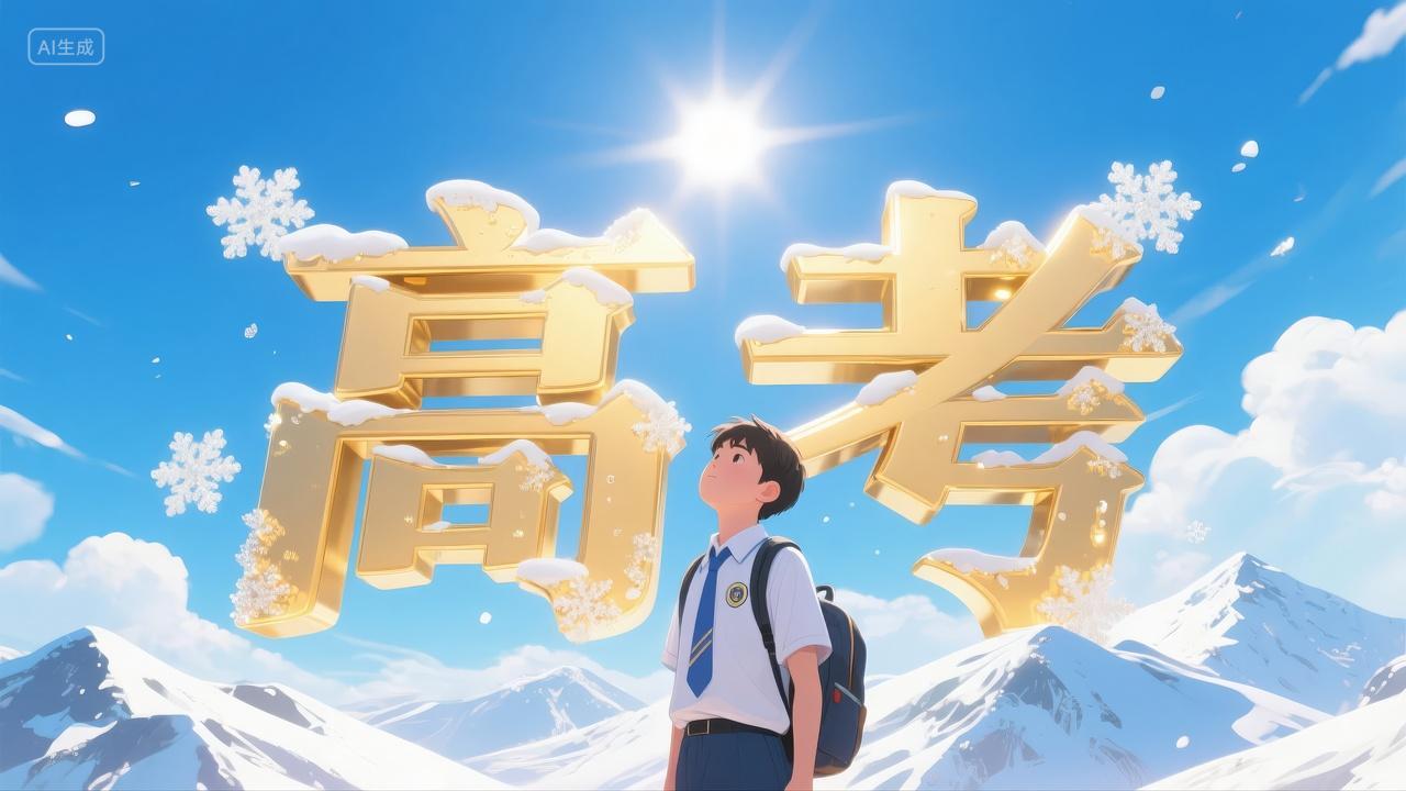 高考加油雪山攀登少年梦想励志教育背景图