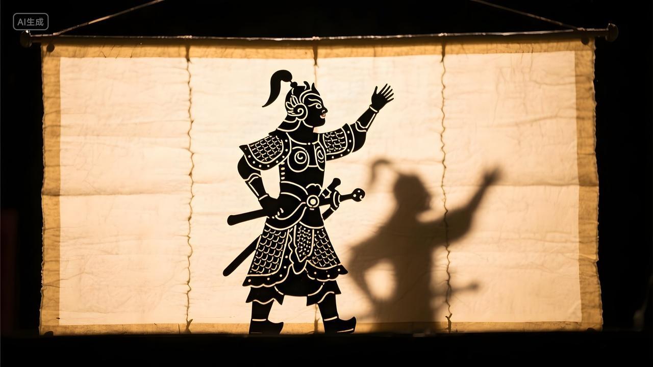 非遗皮影戏传统表演展示中国传统文化艺术