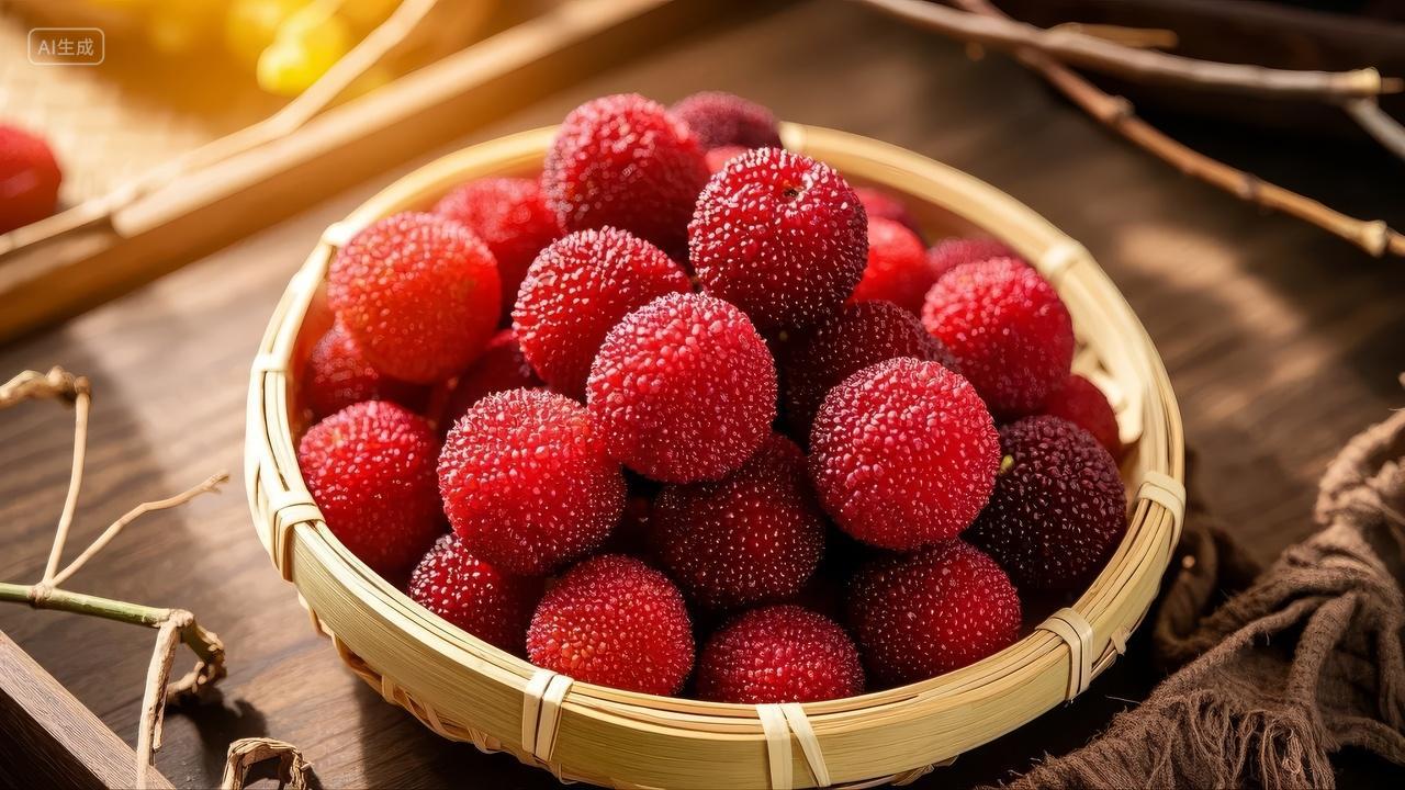 立夏节气杨梅水果新鲜采摘时令美食背景